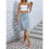 Women'S High Waisted Split Front  Hem Bodycon Midi Denim Skirt Light  S 7