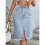 Women'S High Waisted Split Front  Hem Bodycon Midi Denim Skirt Light  S 8