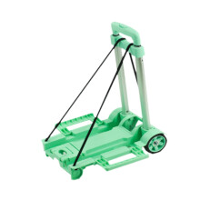 Folding Hand Cart with Wheels, Green TwoWheel Shopping Trolley for Travel, Foldable Compact Design