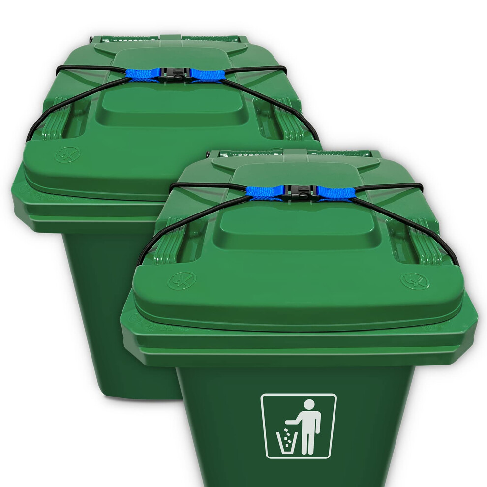 Trash Can Lock 2 Pack, Heavy Duty Bungee Cord Garbage Can Lid Lock For Animals Raccoons Squirrels 9330225809241