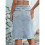 Women'S High Waisted Split Front  Hem Bodycon Midi Denim Skirt Light  S 2