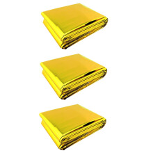 3pcs Emergency Thermal Blanket DualSided Gold Silver Foil Survival Blanket for Camping and Hiking