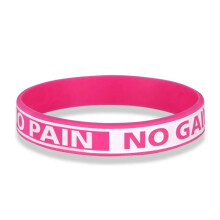 Pink Silicone Wristband Never Give Up No Pain No Gain Motivational Bracelet for Men and Women