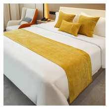 Soft Chenille Bed Runner 180x50cm Yellow Decorative Bed Scarf for Foot of Bed Bright Accent
