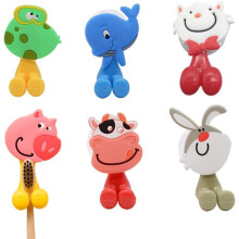 6 Pcs Wall Mounted Cartoon Animal Toothbrush Holder Set, Waterproof Suction Cup Bathroom Organizer for Travel