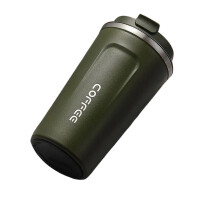 Army Green 380ml Stainless Steel Thermal Mug, Leakproof Bullet Shape Flask for Coffee and Travel