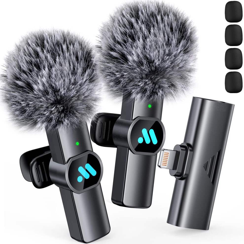 Dual Wireless Lavalier Microphone For Iphone Ipad With Noise Reduction, 7H Recording, Plug And Play 9310869729914