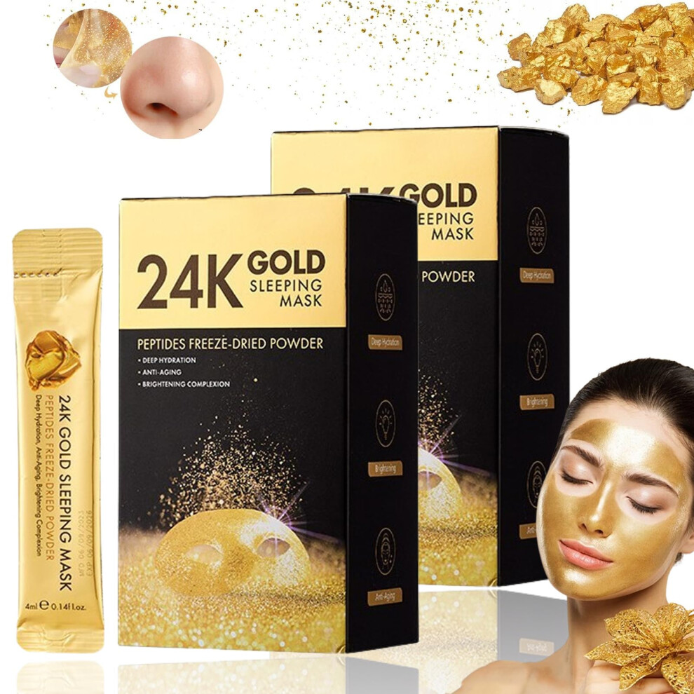 Gold 24K Peel Off Facial Mask For Anti Aging And Deep Pore Cleansing, Collagen Brightening (2 Box)