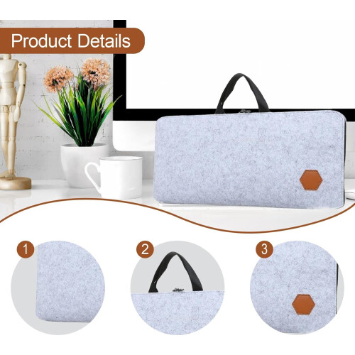 Storage bag for PC keyboards, 87key keyboard case with handle, versatile for mobile office use, portable protective case, light gray 2