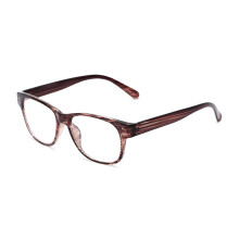 Retro Square Reading Glasses +2.00 Brown and Clear Stripes Lightweight Comfort for Men and Women