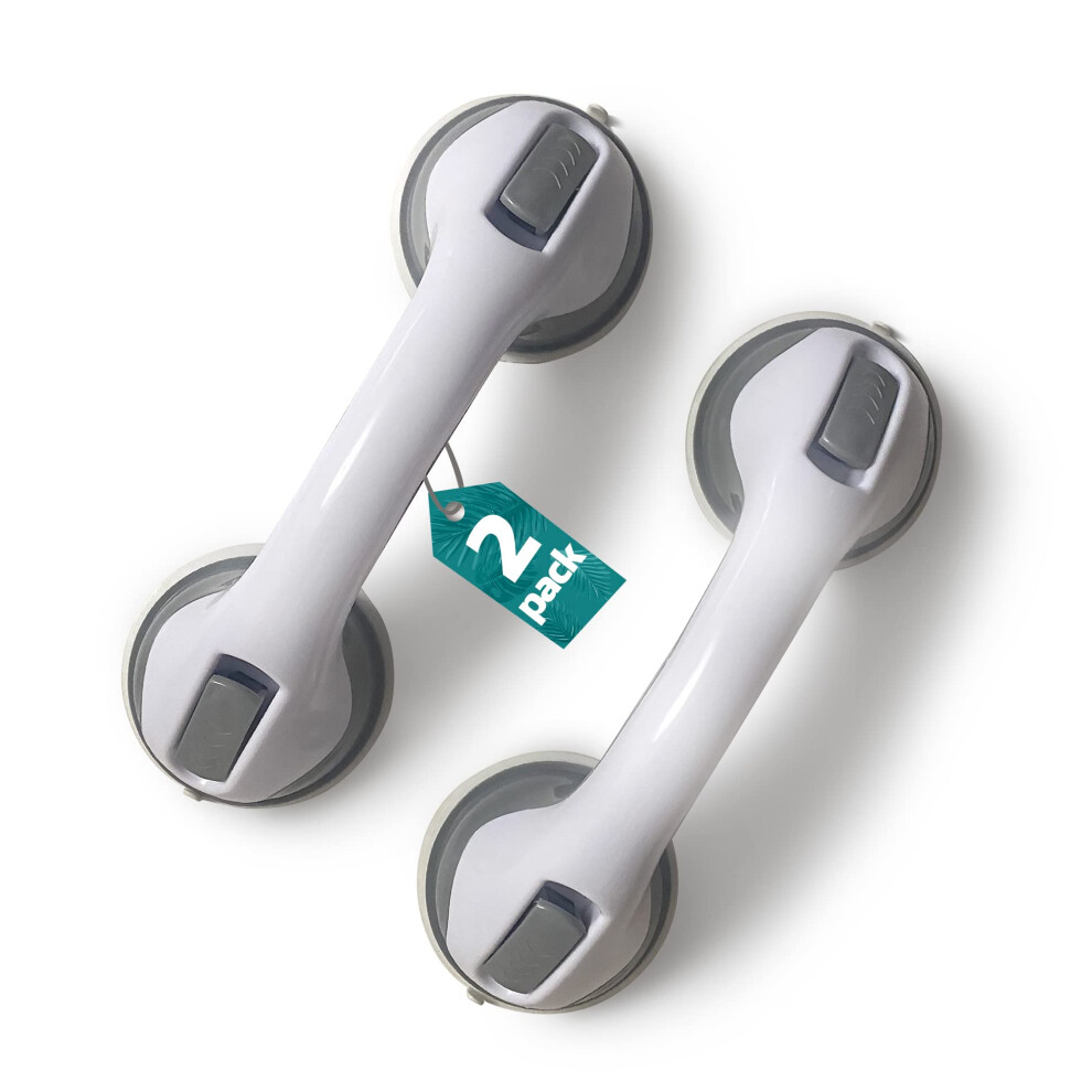 2 Pack Heavyduty Shower Grab Bars 12 Inch Grey Suction Bar Handles For Elderly, Seniors 9310869698661