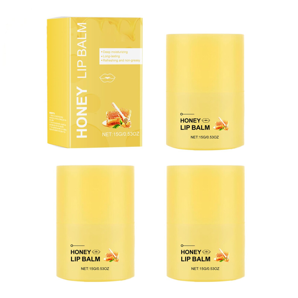 Honey Pot Lip Balm Set 3PCS Bee Lip Butter Mask Deep Moisture Lock Overnight Hydration for Dry Lips
