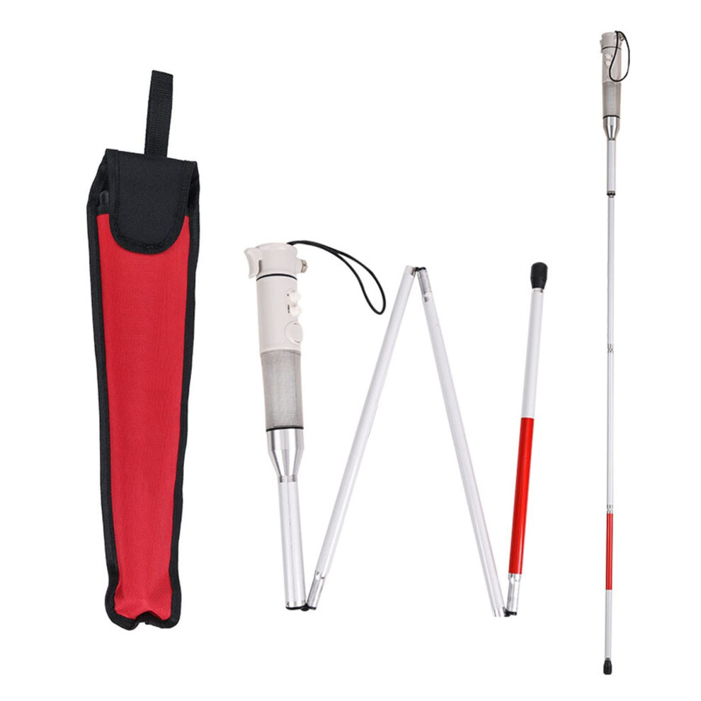 Folding Walking Cane for the Blind with Smart Alarm System, Reflective Safety Design, Telescopic Body