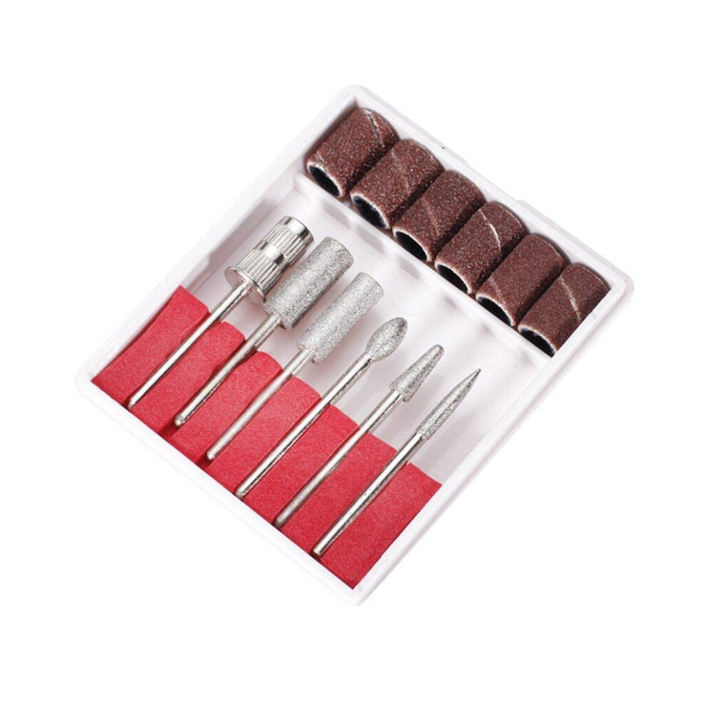 Electric Nail Drill Bits Set 6Pcs Diamond Manicure Pedicure Kit for Gel Acrylic Nails and Sanding Bands