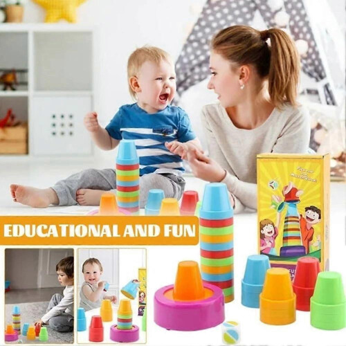 Tabletop Competitive Cup Stacking Game, Color Stacking Challenge Game, Speed Cup 1