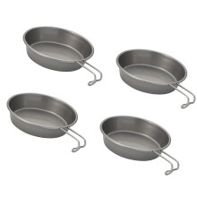Stainless Steel Dinnerware Set 4 Pack, Stackable Rust Resistant Plates and Bowls for Kitchen and Camping