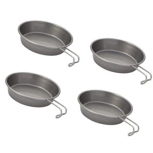 Stainless Steel Dinnerware Set 4 Pack, Stackable Rust Resistant Plates and Bowls for Kitchen and Camping
