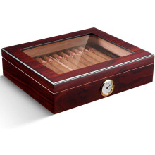Cigar Travel Case Leather Humidor Box with Spanish Cedar Hand Polished Finish for Moisture Control