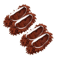 Chenille Mop Slippers 2 Pairs Coffee – Washable Reusable Cleaning Slippers for Quick Daily Floor Cleanup