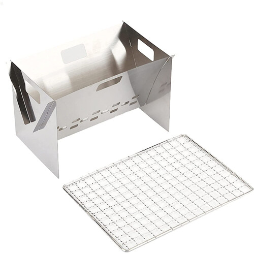 Portable Charcoal Grill 2pcs Set for Camping and Picnic, Foldable BBQ Grill with Quick Setup and Easy Clean Surface 1