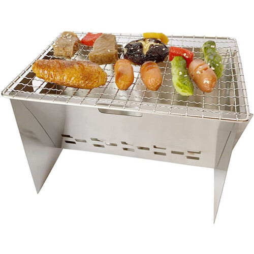 Portable Charcoal Grill 2pcs Set for Camping and Picnic, Foldable BBQ Grill with Quick Setup and Easy Clean Surface 2