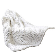 Handmade Chunky Knit Blanket Soft Wool Cable Knit Throw for Sofa Bed Chair Cozy Decorative White #90