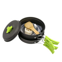 Lightweight Nonstick Camping Cookware Set with Compact Aluminum Pots and Folding Utensils for Hiking and Picnic