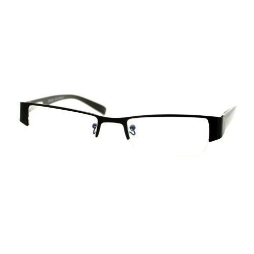 Rectangular Half Rim Reading Glasses +1.75 Black Spring Hinge Lightweight Design for Men and Women