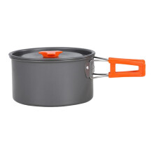 Lightweight Aluminum Camping Cookware Pot with Lid, Non Stick Easy Clean for Hiking and Outdoor Cooking, 15cm