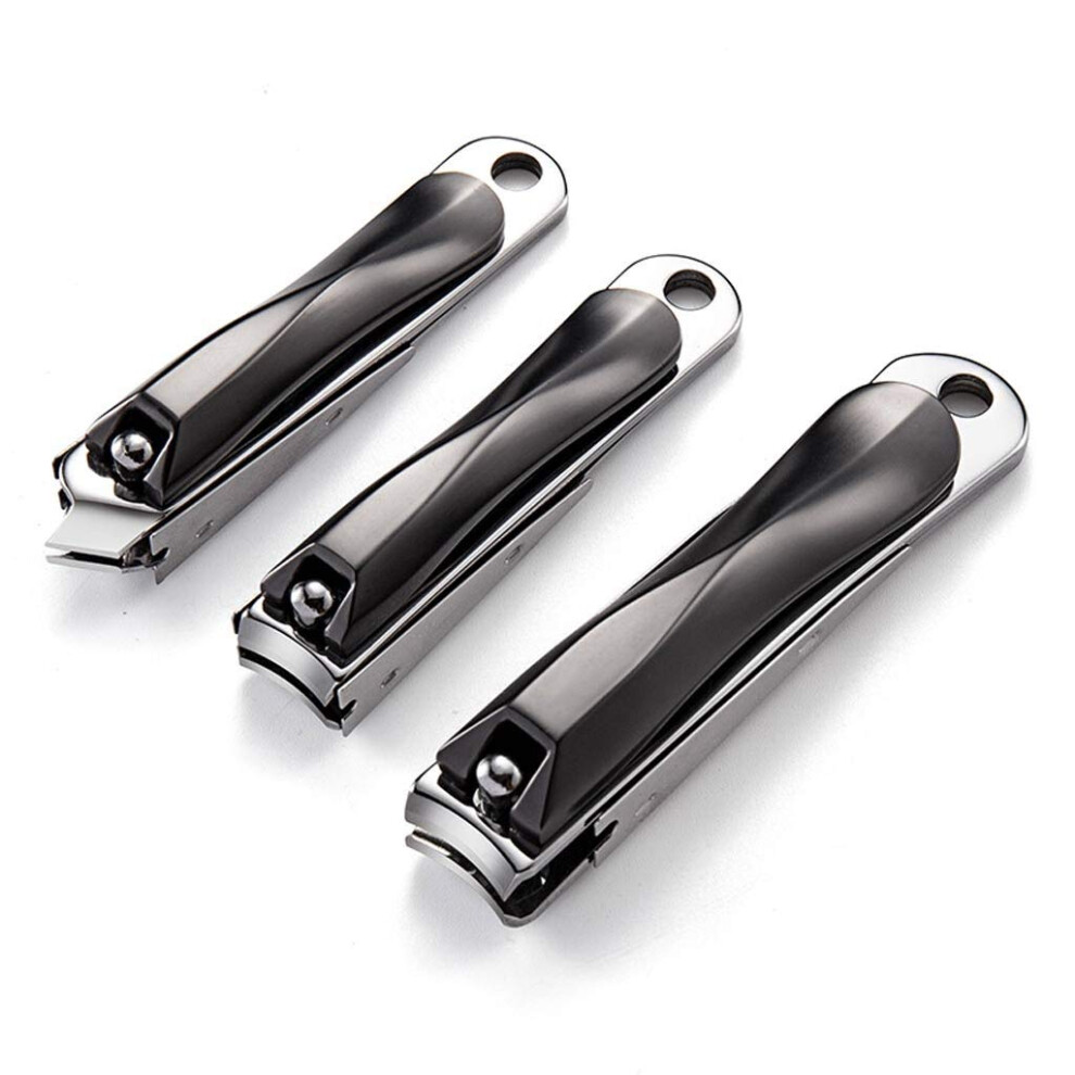 Stainless Steel Anti Splash Nail Clippers for Fingernails and Toenails, Ergonomic Grip Dual Use