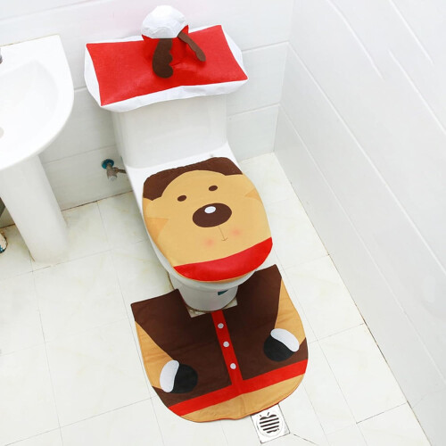Christmas Toilet Set with Rug and Covers 1