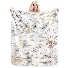 Ultra Soft Fleece Throw Blanket 80x60 with Elegant Gold Marble Geometric Design for Sofa Bed and Couch