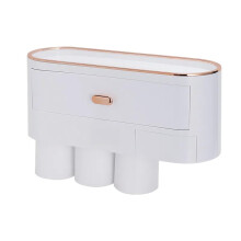 Toothbrush Holder Wall Mounted with Cup, No Drilling Bathroom Toothbrush Organizer for Electric Brushes
