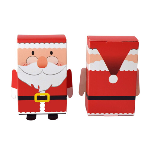 Julklappsask med lock, designad med tomte och snögubbe 1