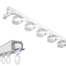 Heavy Duty Ceiling Curtain Track System with Smooth Glide Runners, SShaped Wave Design for Room Divider, White 4Pack