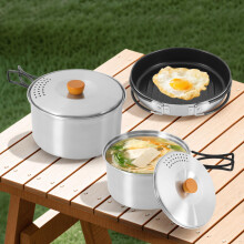 occbac Compact Camping Cookware Set 304 Stainless Steel Campfire Pot Kit with Travel Tote Bag