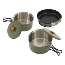 Camping Cookware Set Stainless Steel, Compact Nesting Pots and Pans with Tote Bag for Hiking