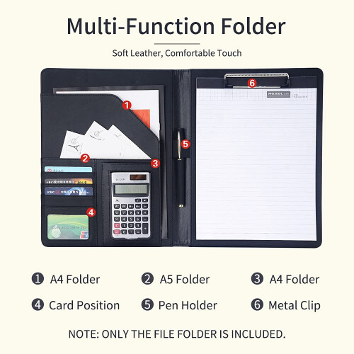 A4 Professional PU Leather Business Padfolio Organizer, Waterproof Document Folder for Office and Interviews 2