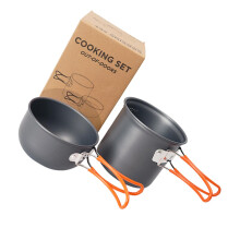 Camping Cookware Set Nonstick Lightweight Outdoor Cooking Pot Kit with Foldable Handles for Hiking and Backpacking