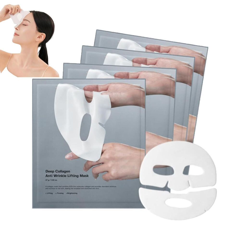 Collagen Face Mask 4pcs, Hydrating Sheet Mask for Deep Hydration Boost and Overnight Skin Renewal