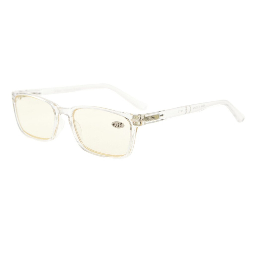 Yellow Retro Transparent Frame Computer Reading Glasses +3.50 With Antiglare Lenses And Clear Vision