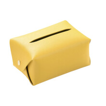 Yellow Leather Tissue Box Cover, Rectangular Durable Tissue Holder for Bathroom Vanity and Home Decor