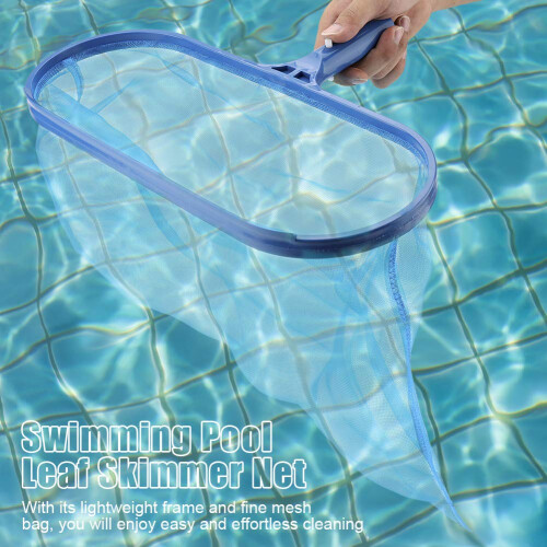 Pool Leaf Skimmer Net with Fine Mesh for Quick Surface Cleaning, Lightweight Blue Plastic Tool for Pool and Pond 1