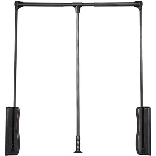Heavy Duty Pull Down Closet Rod with Soft , Adjustable Length Design, Space Saving Black Wardrobe Lift