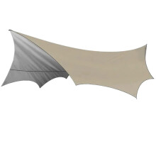 5.1x5.1m Large Camping Tarp Waterproof Sun Shelter with Durable Pole Support for Beach Picnic Outdoors Khaki