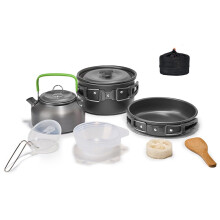 Topyond Camping Cookware Set Lightweight Aluminum Camp Cooking Gear with Pot Pan Kettle for Hiking