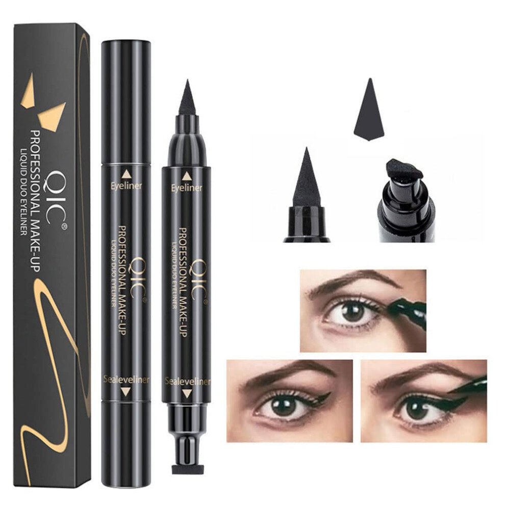 Dual Ended Winged Eyeliner Stamp Pen Waterproof Smudgeproof Liquid Liner Cat Eye Long Lasting 01 Small