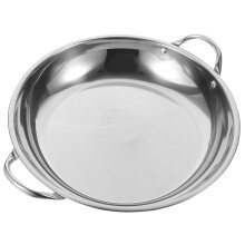 Double Handle Stainless Steel Wok Pot for Hot Pot Seafood Camping, Lightweight Nonstick Pan