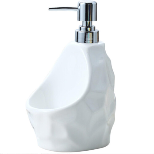 White Ceramic Soap Dispenser with Pump for Bathroom and Kitchen, Durable Easy Clean Refillable Design