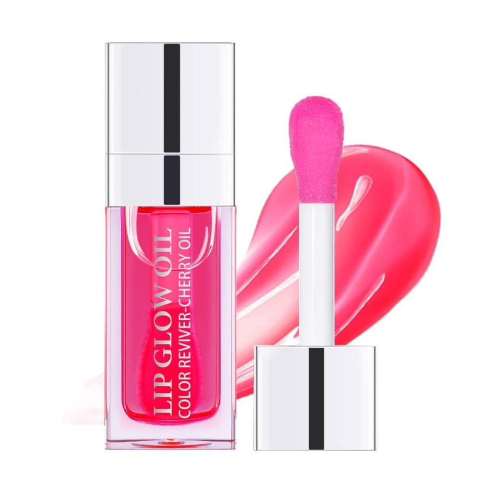 Red Lip Glow Oil Hydrating Nonsticky Gloss With Cherry Seed Oil For Smooth Nourished Lips, 5 Shades